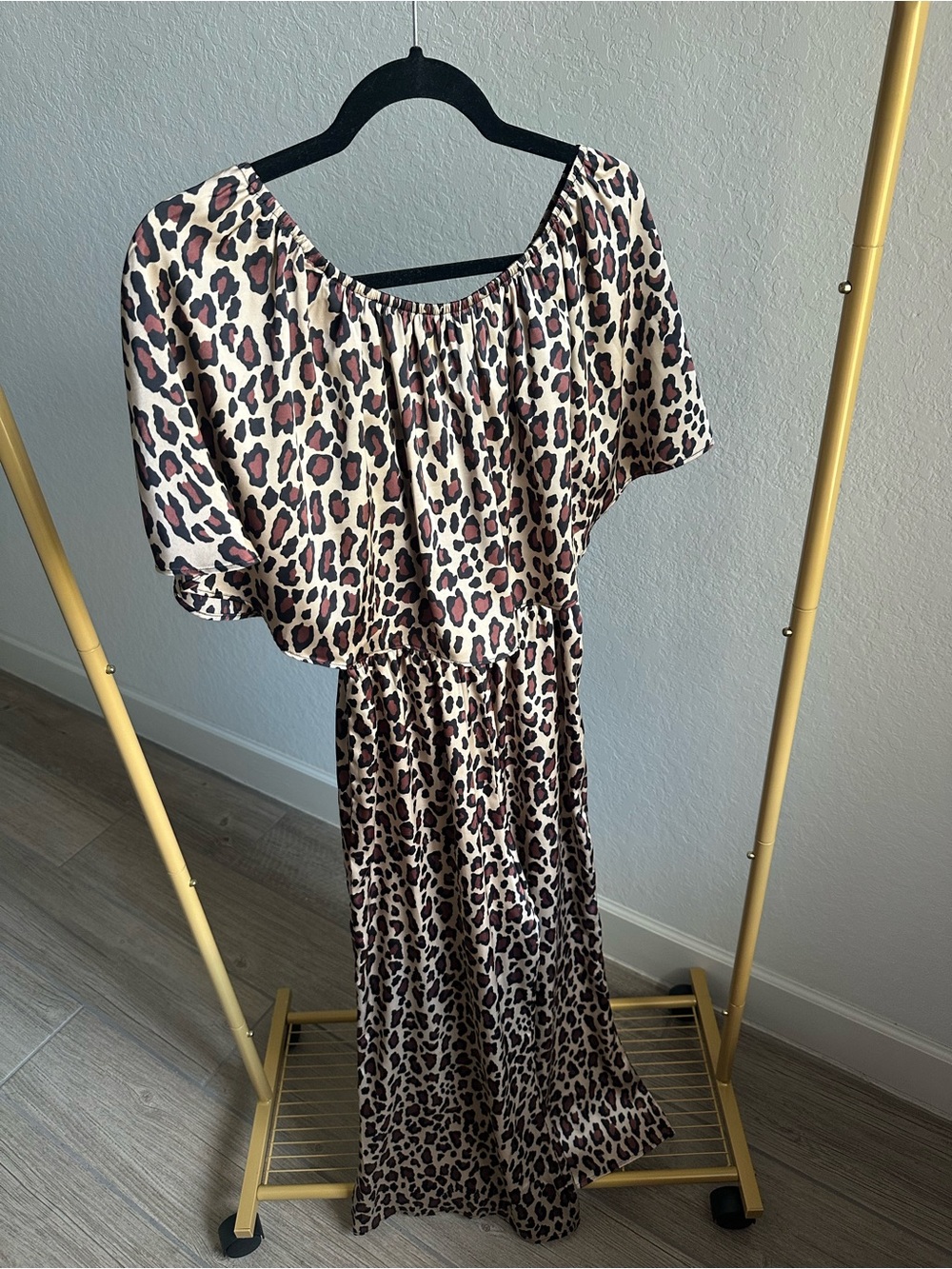 Show Me Your Mumu Leopard Print Off-Shoulder Jumpsuit - M